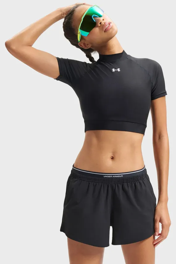 Top/HeatGear Crop Mock SS-BLK Under Armour