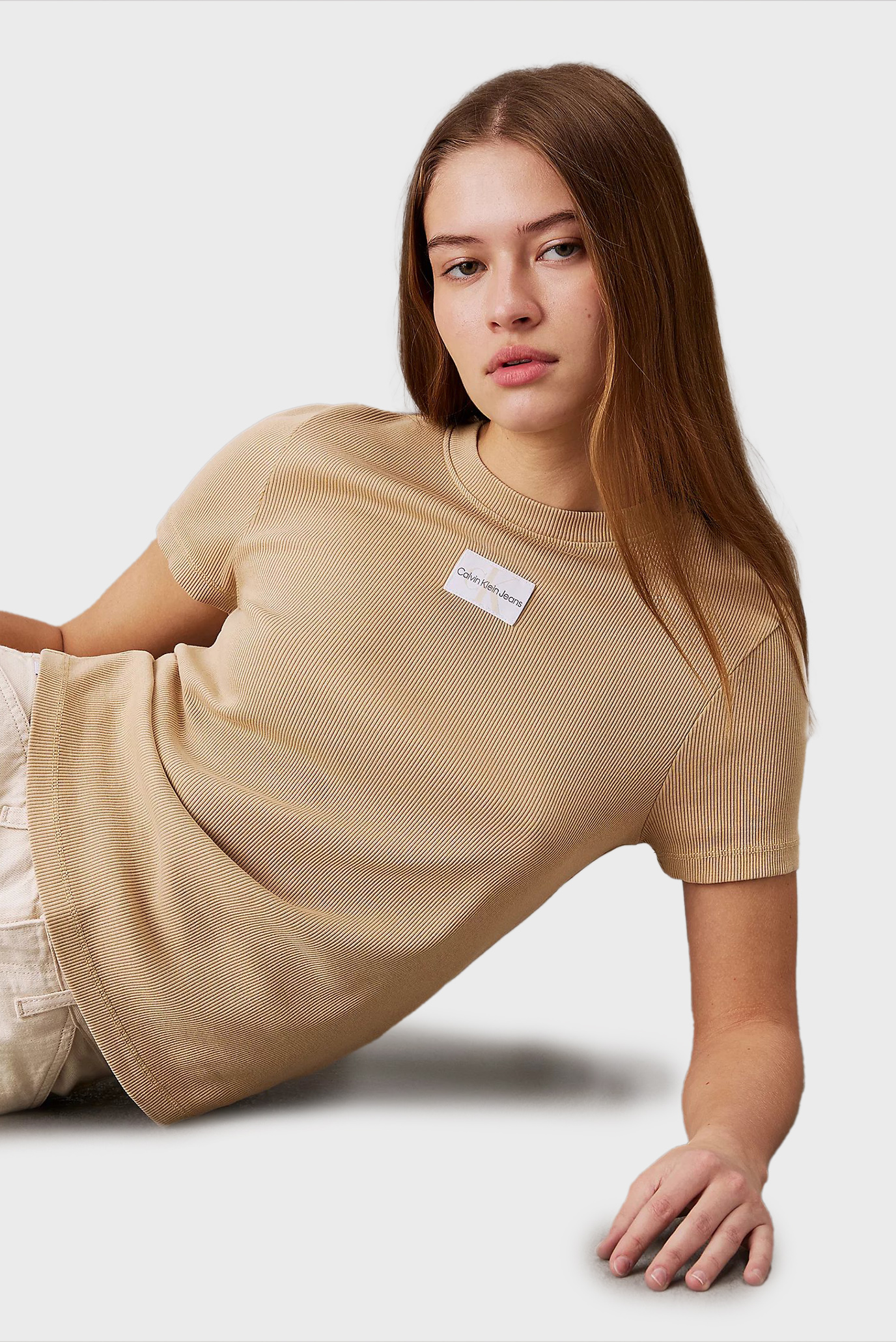 Futbolka WASHED WOVEN LABEL RIB BABY TEECalvin Klein Jeans Futbolka WASHED WOVEN LABEL RIB BABY TEE 4