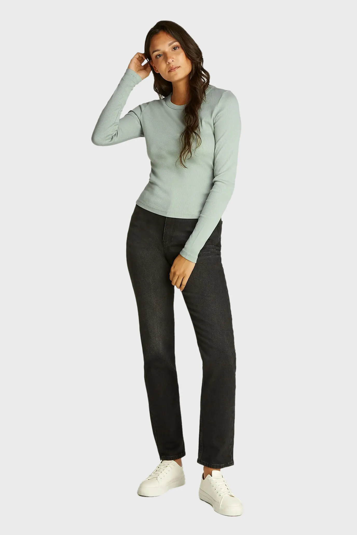 Лонгслив WASHED LABEL RIB LONG SLEEVE 2