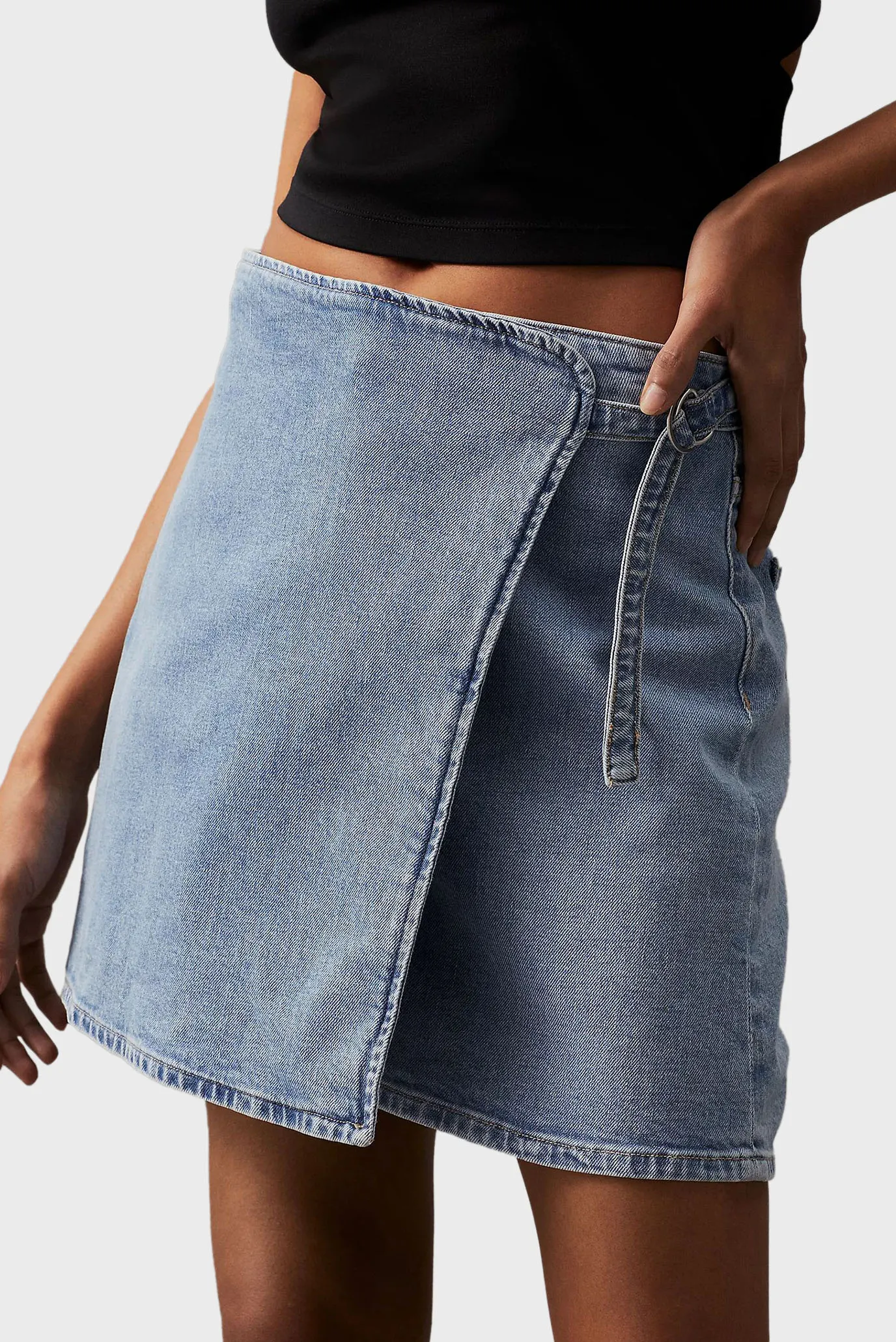 Юбка BUCKLE WRAP A-LINE DENIM SKIRT 2