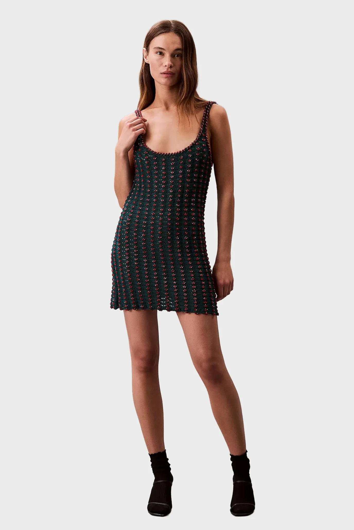 Koʻylak Crochet Beaded Tank Mini Dress 1