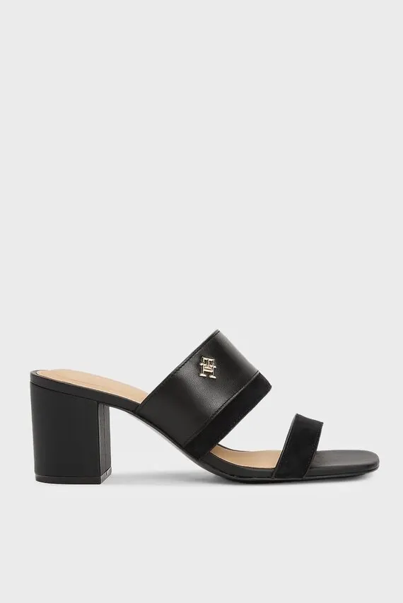Босоножки LEATHER & SUEDE BLOCK HEEL MULE Tommy Hilfiger