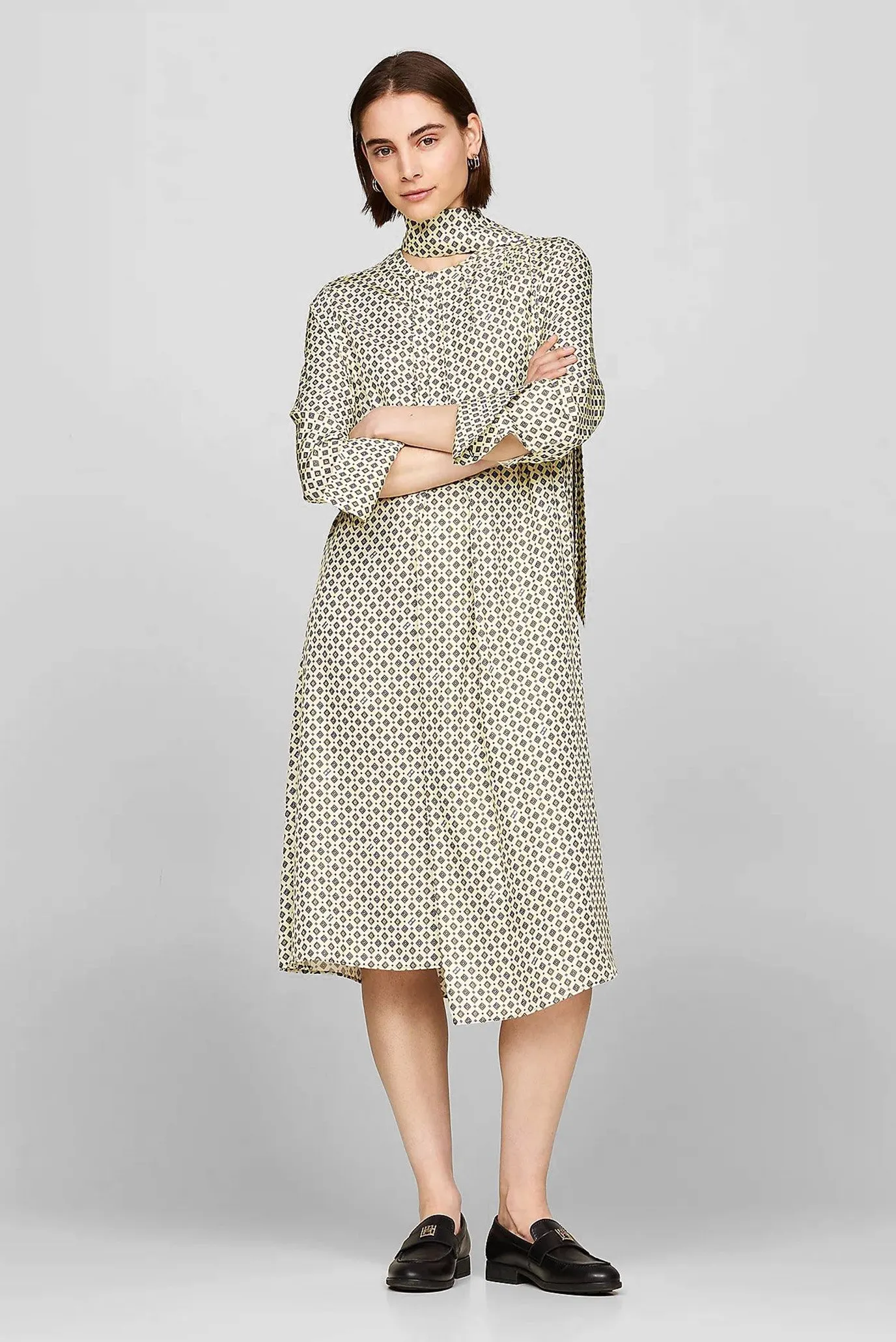 Koʻylak FOULARD DRAPED MIDI DRESS 1