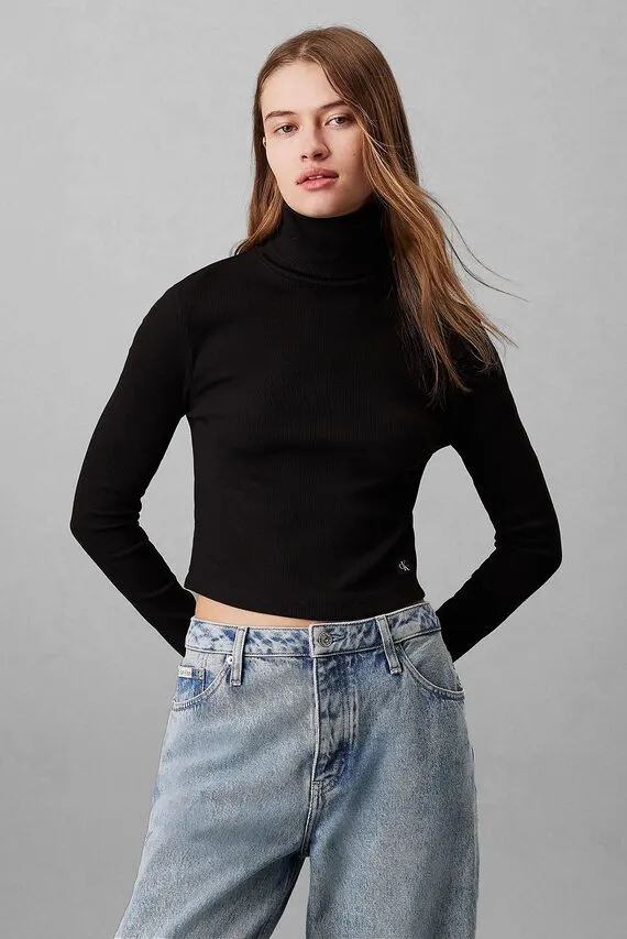 Лонгслив WOVEN LABEL RIB ROLLNECK Calvin Klein Jeans