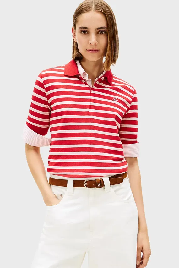 Polo TH SCRIPT LYOCELL ZIP SS POLO Tommy Hilfiger