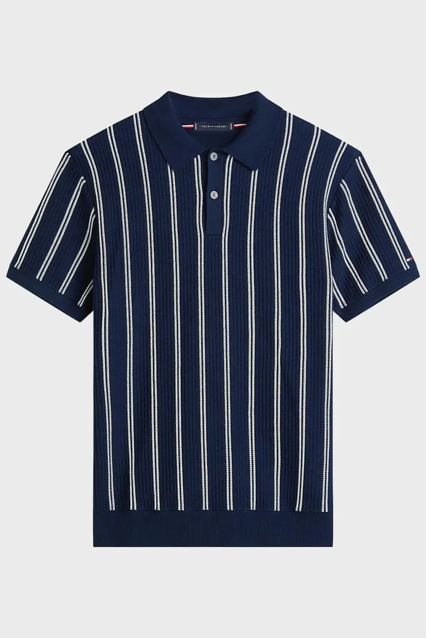 Sviter KNITTED VERTICAL STRIPE SS POLO 5