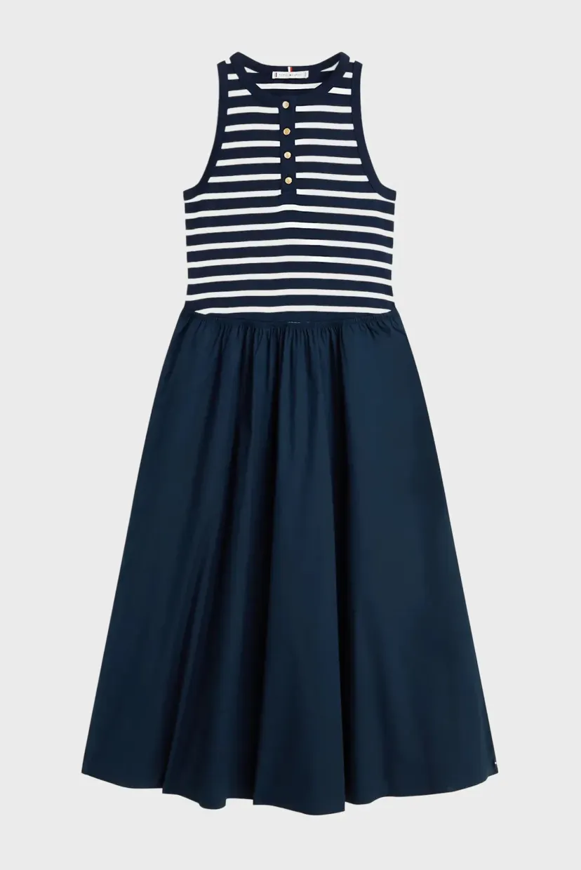 Koʻylak/GOLD BUTTON POPLIN MIX DRESS 5