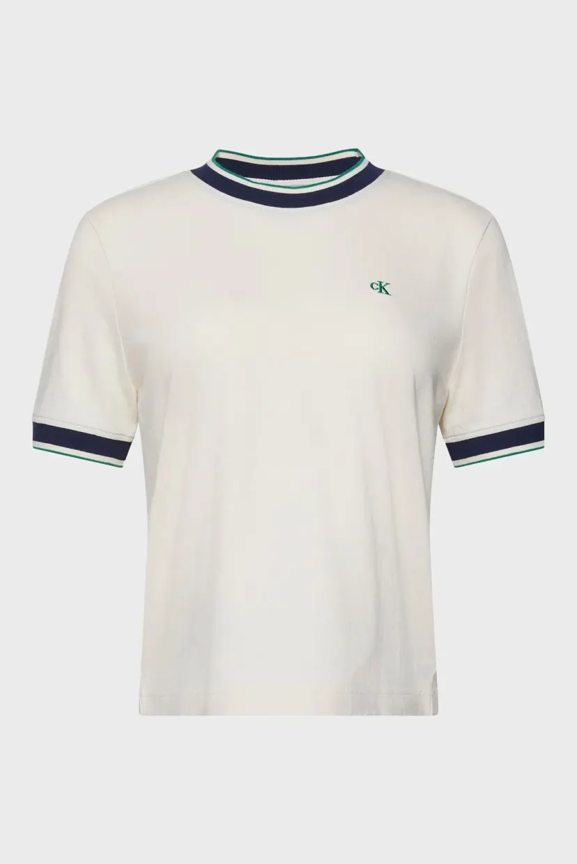 Futbolka/SS CTN MONOGRAM STRIPE TRIM TEE 5