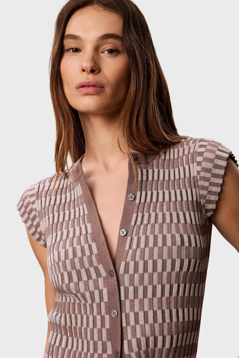 Кардиган/CHECKERED RIB CARDIGAN 5