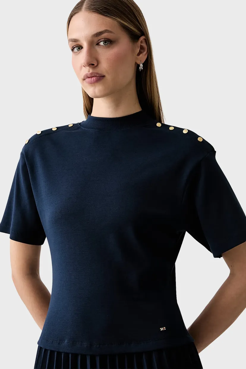 Платье/GOLD BUTTON HIGH-NK S/S DRESS 5