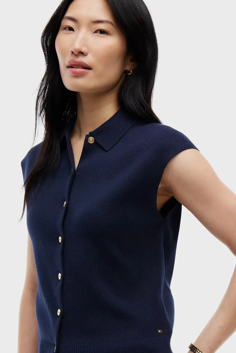 Sviter/COTTON FULL NEEDLE POLO VEST 4