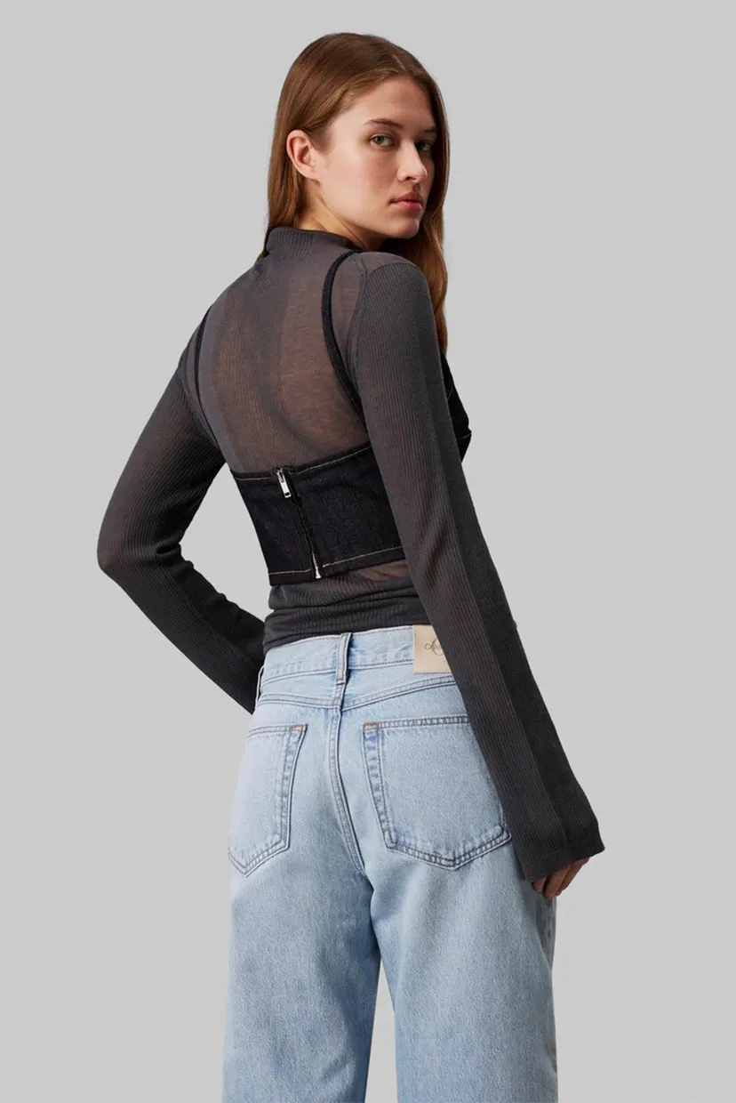 Свитер MIXED SHEER RIB LS SWEATER TOP 3