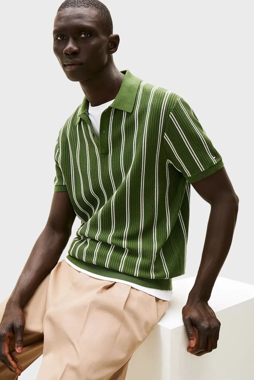Sviter KNITTED VERTICAL STRIPE SS POLO 4