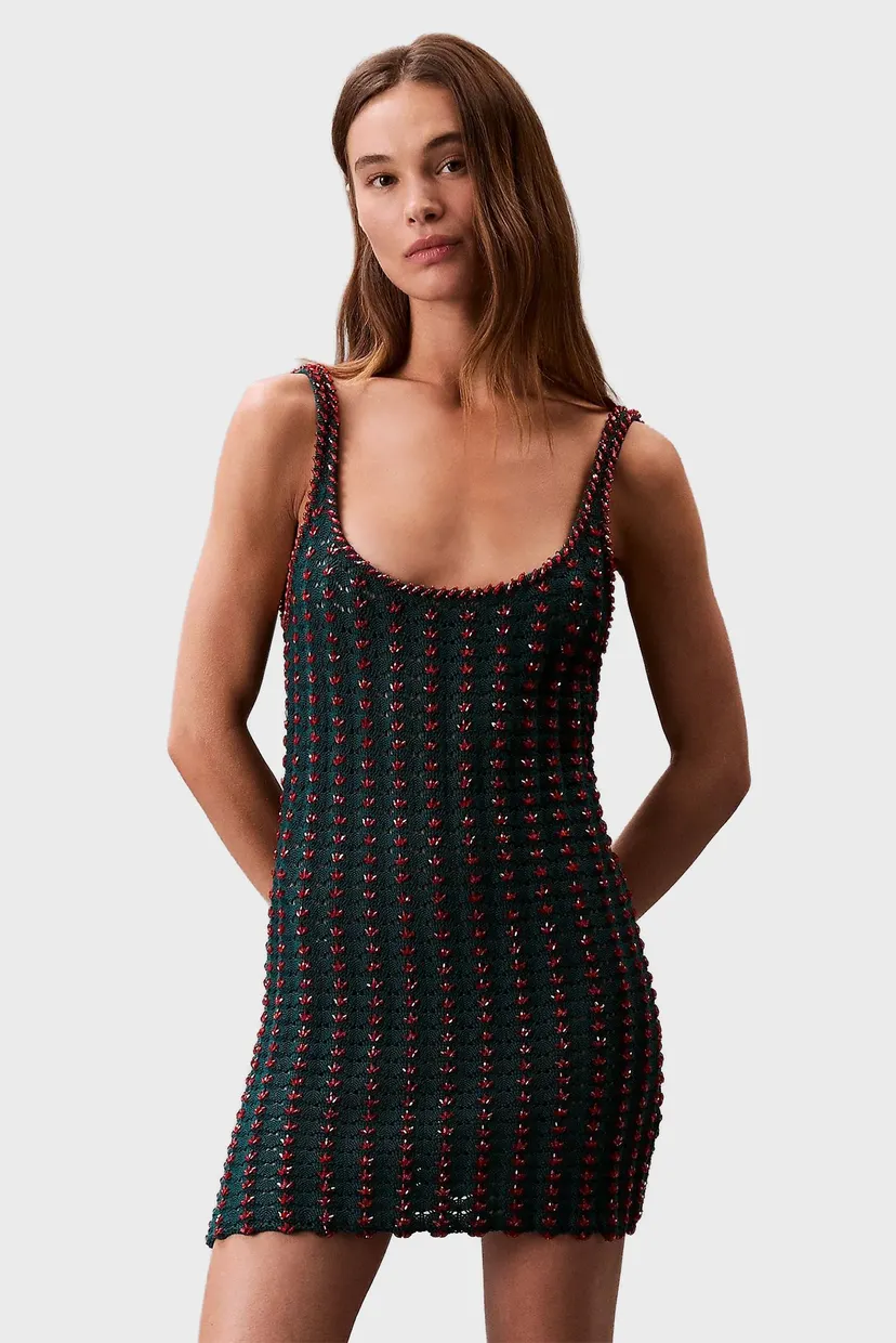 Koʻylak Crochet Beaded Tank Mini Dress 6