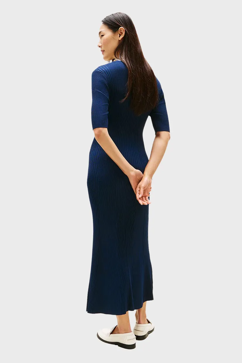 Koʻylak MIXED RIB CONTRAST POLO DRESS 3
