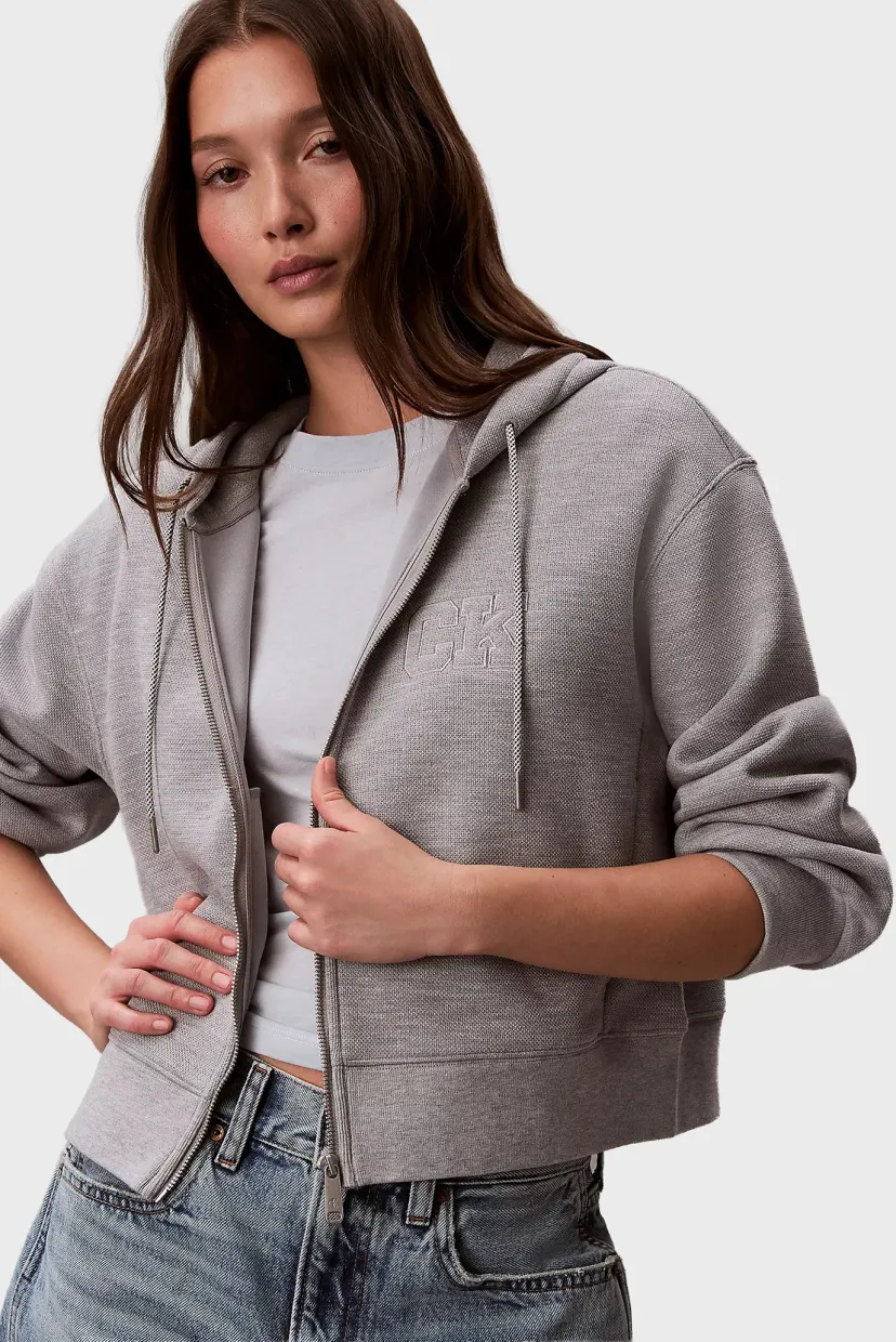 Reglan/LS RLXD INTRLCK CROP FULL ZIP SW 5