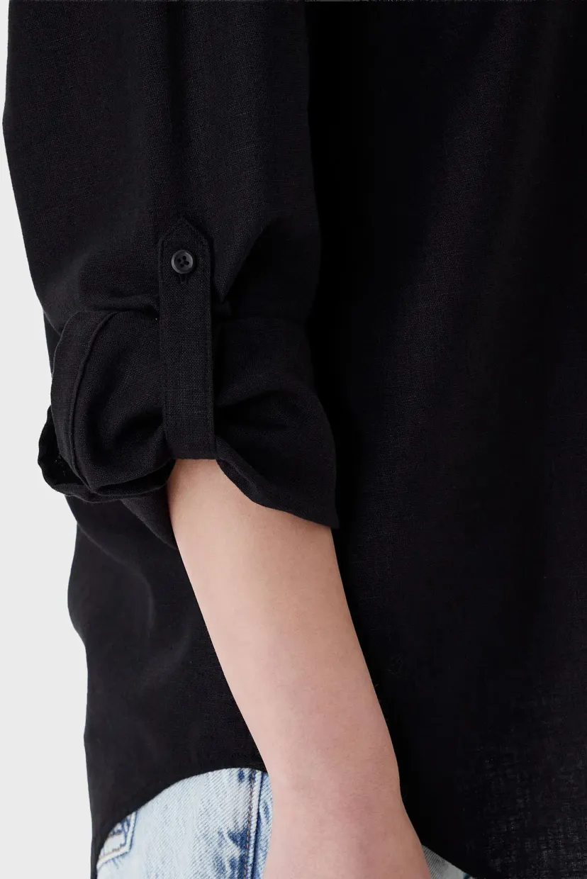 Рубашка/Cotton Linen Roll Tab Shirt 4