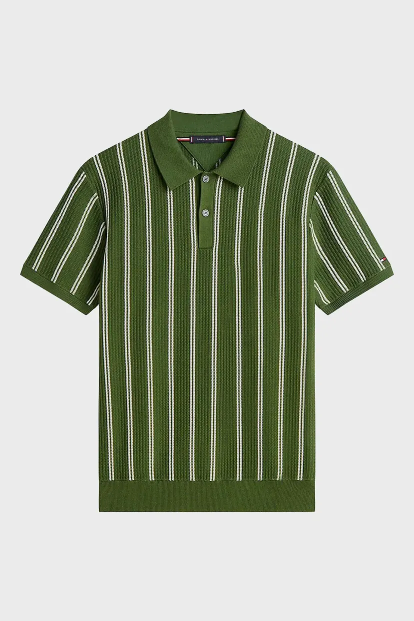Sviter KNITTED VERTICAL STRIPE SS POLO 5