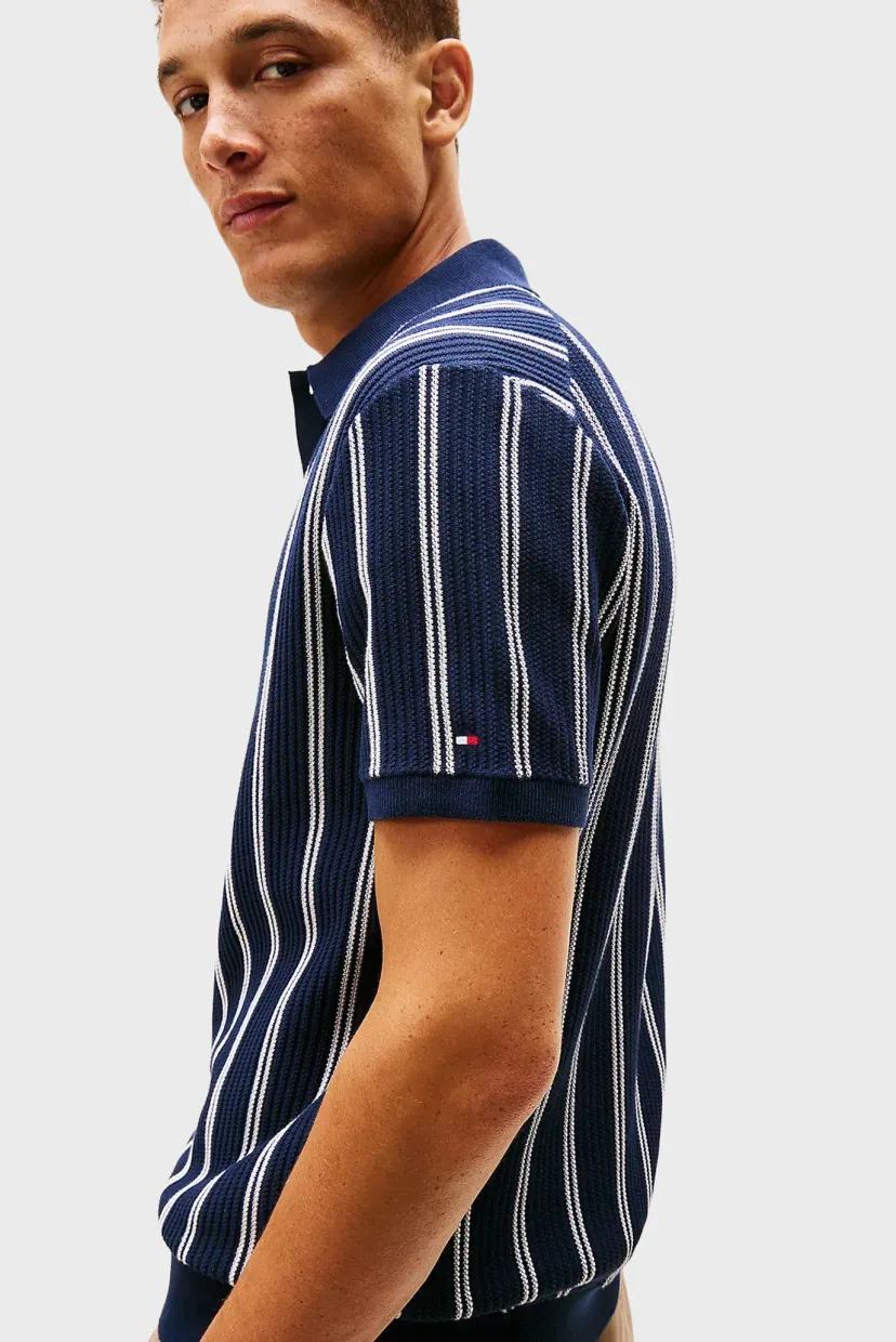 Sviter KNITTED VERTICAL STRIPE SS POLO 4