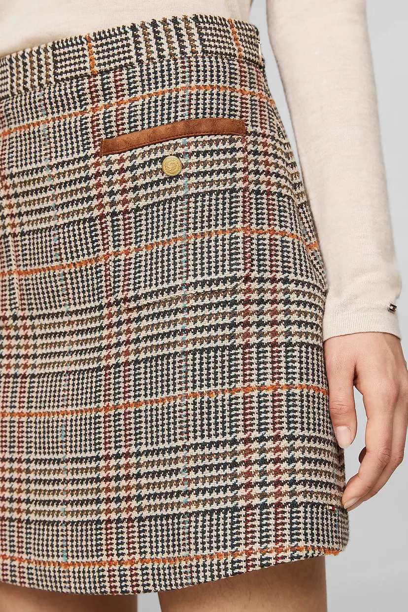 Yubka TWEED WOOL MIX CHECK MINI SKIRT 4