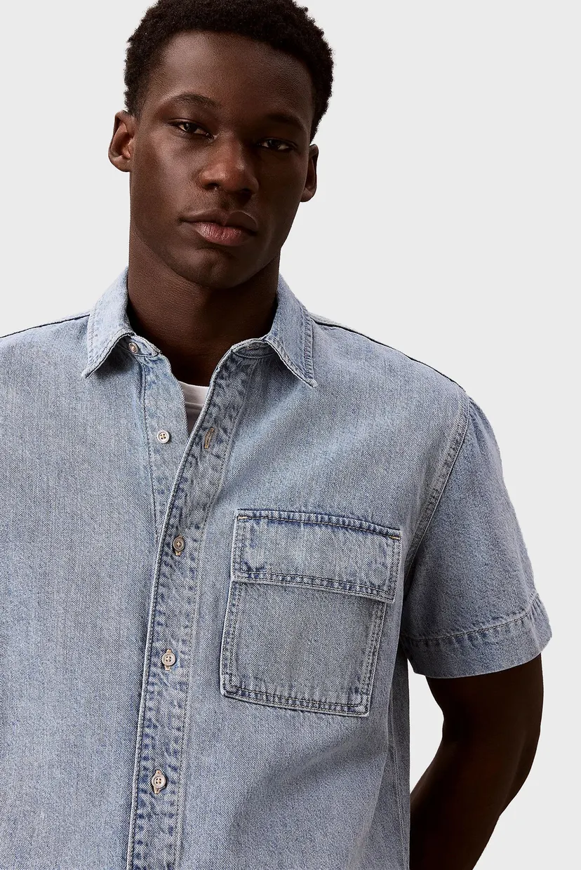 Рубашка с коротким рукавом/SS LINEN DENIM UTILITY SHIRT SHA 4