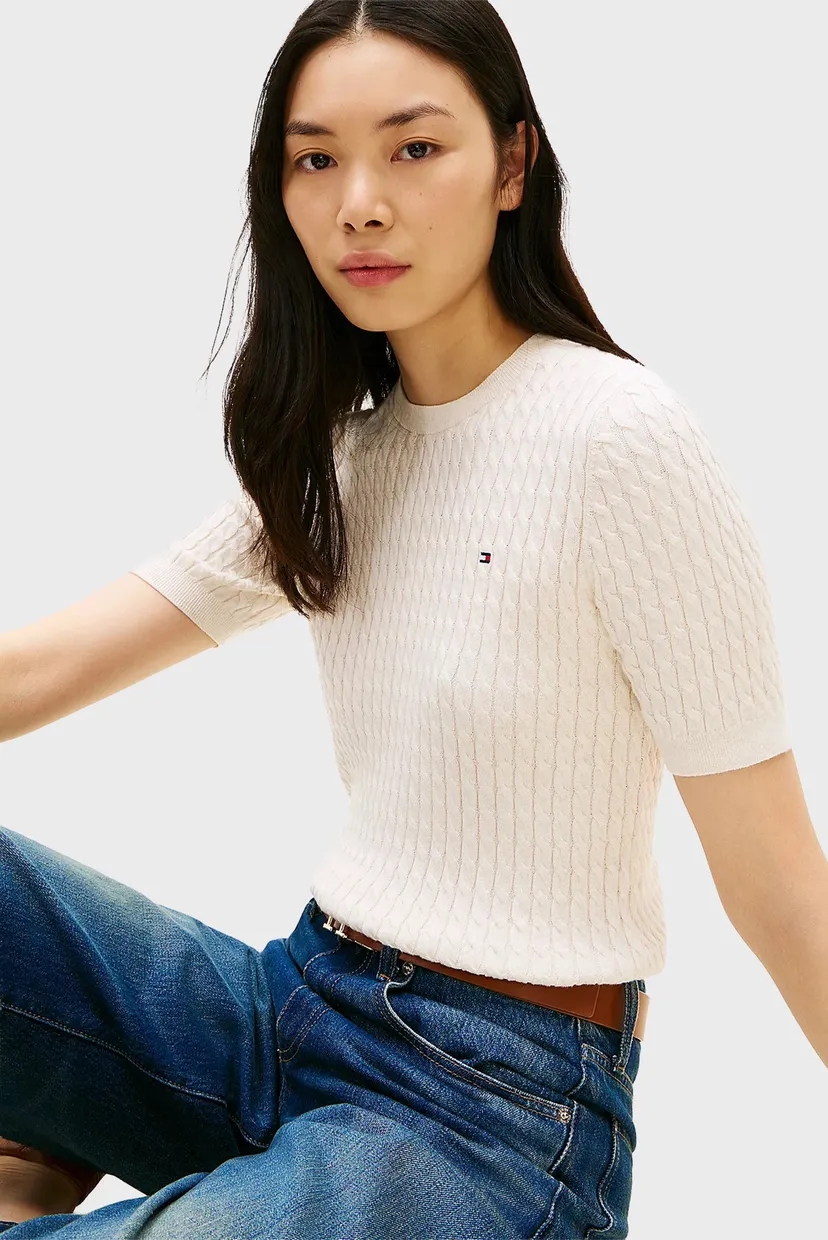 Свитер/COTTON CABLE FINE C-NK S/S SWT 4