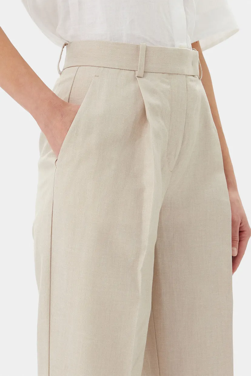 Shim LINEN MIX PLEATED TAPERED PANTS 4