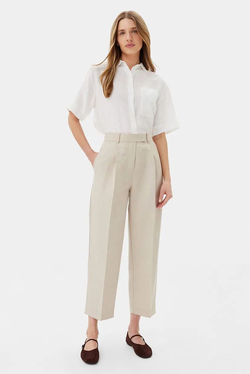 Shim LINEN MIX PLEATED TAPERED PANTS 3