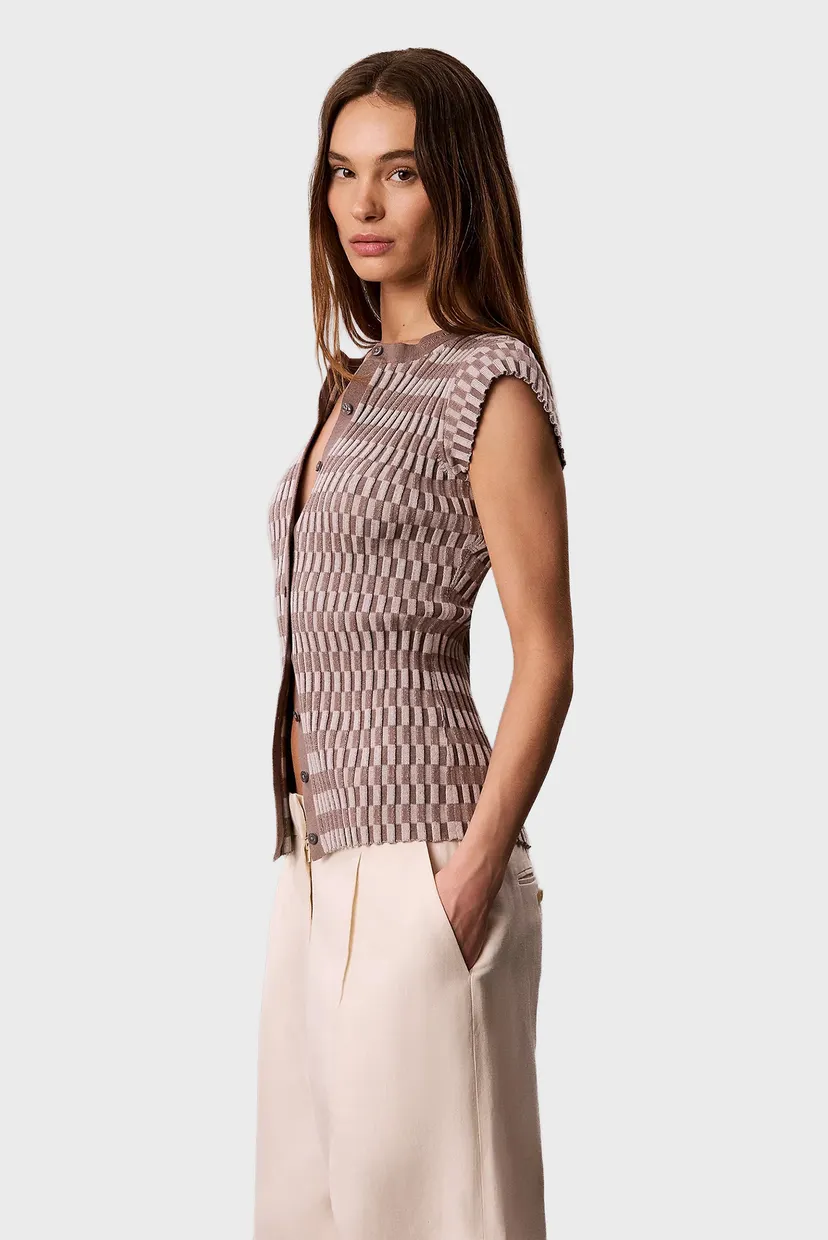 Кардиган/CHECKERED RIB CARDIGAN 3