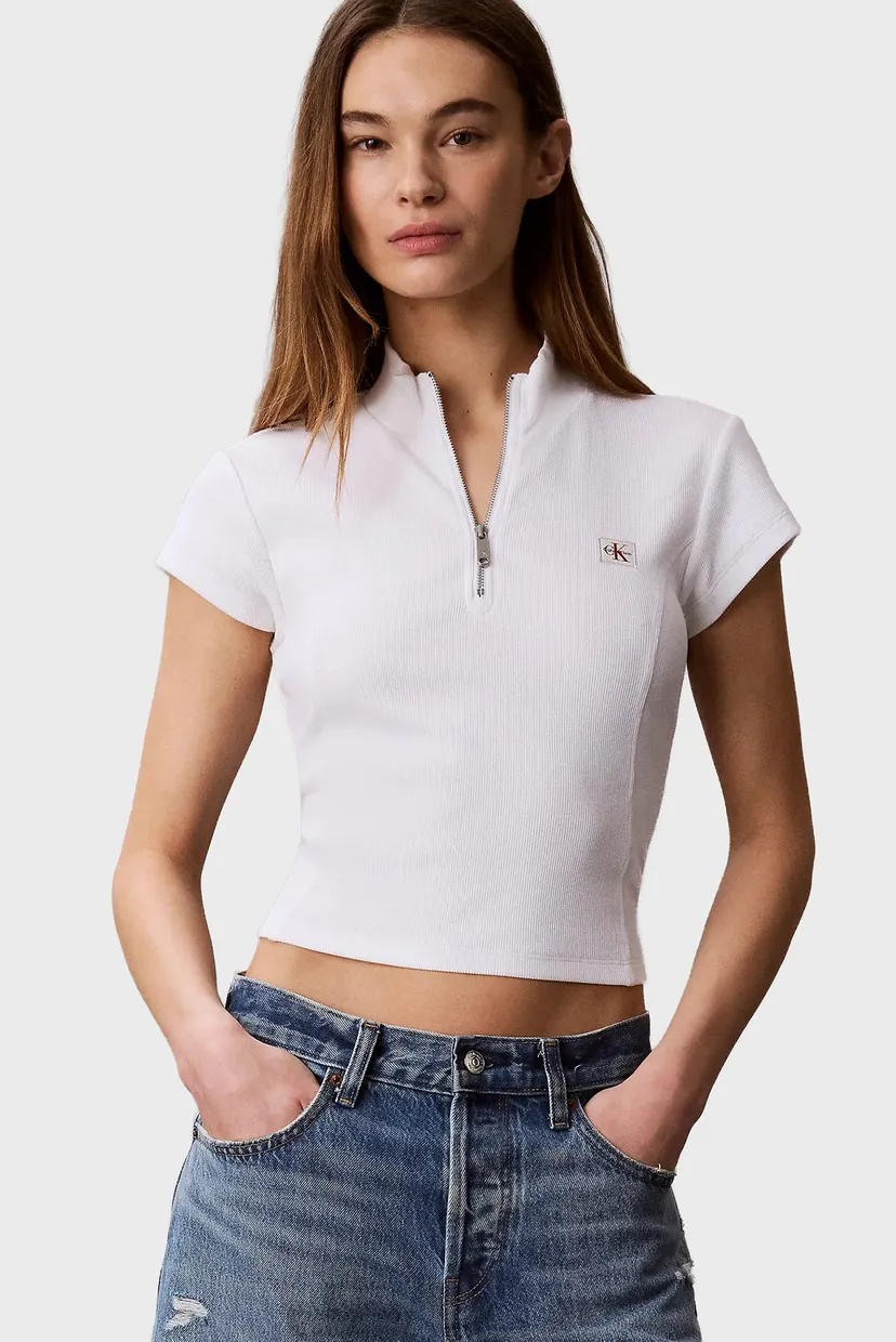 Futbolka SS WOVEN LABEL 2X2 BABY RIB ZIP 5