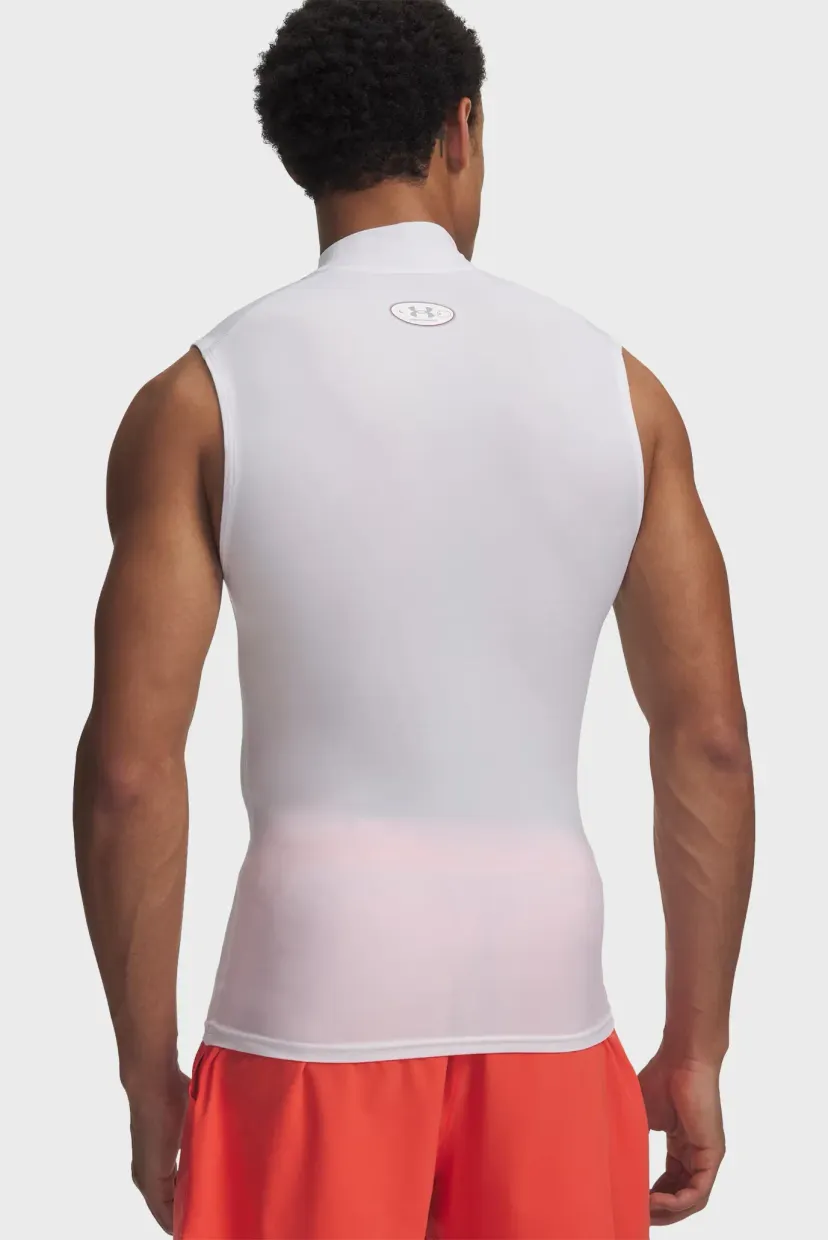 Майка/UA HG Elite Sleeveless Mock-WHT 3